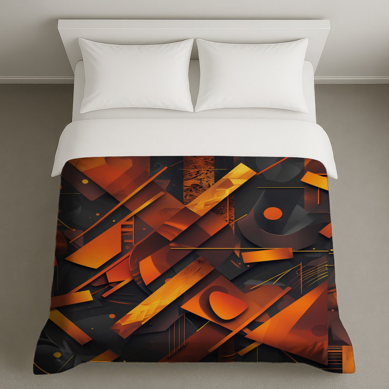 Housses de couette abstraites géométriques orange, Queen