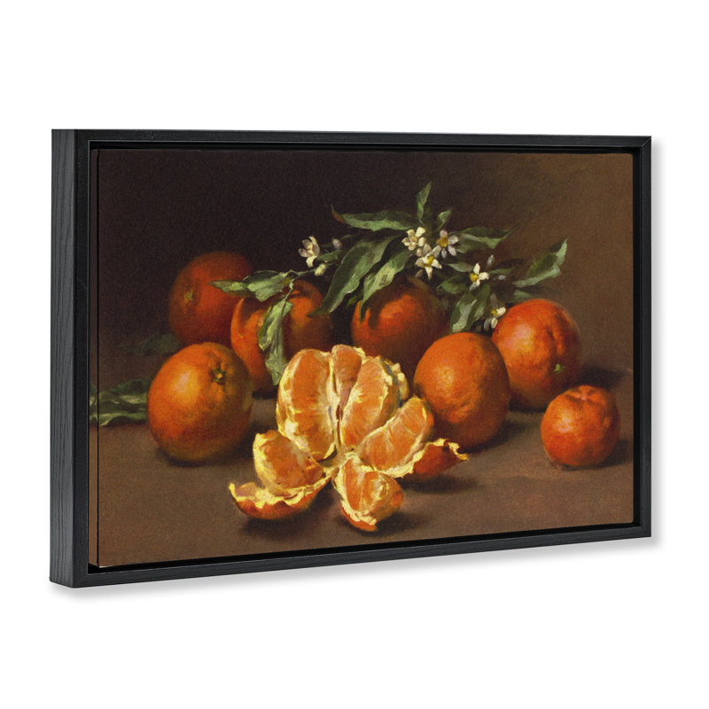  Nature morte pelée d'oranges par Tina Higgins Designs, Inc., Cadre flottant noir de jais, H 17 po x l 25 po
