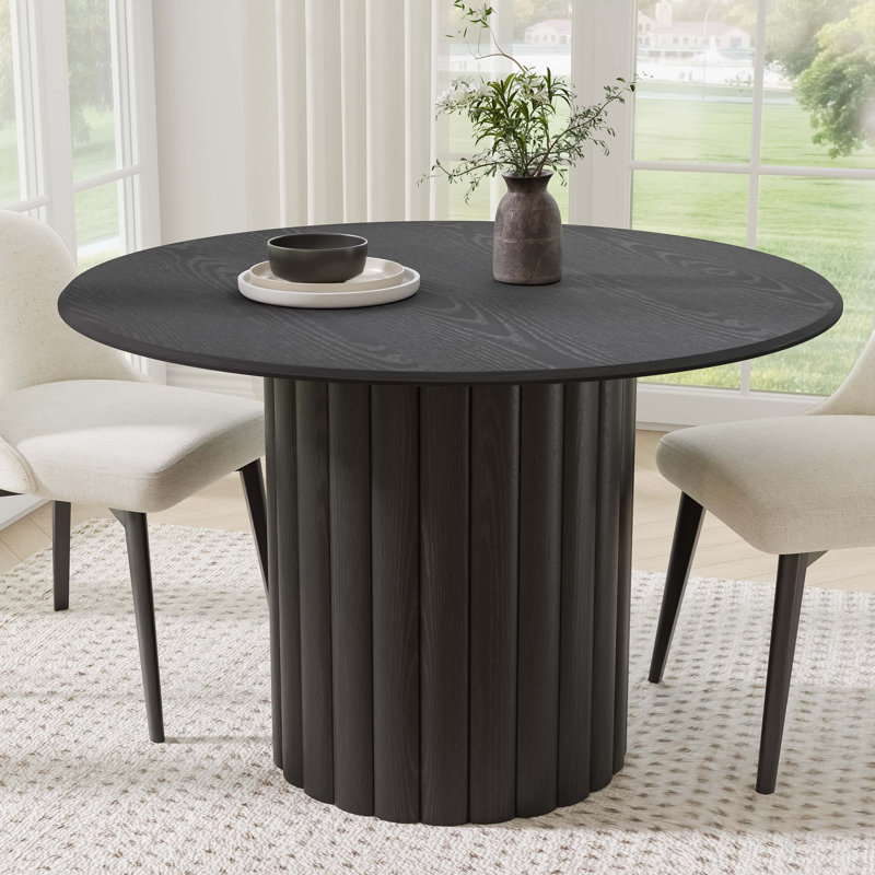 Table de salle à manger en bois massif, Noir, noir, noir, noir, H 30 po x L 46 po x l 46 po