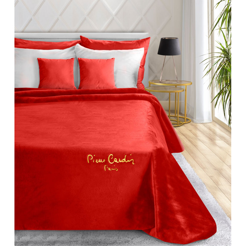 Pierre Cardin Polyester No Pattern Bedspread, W220 x L240cm, Red