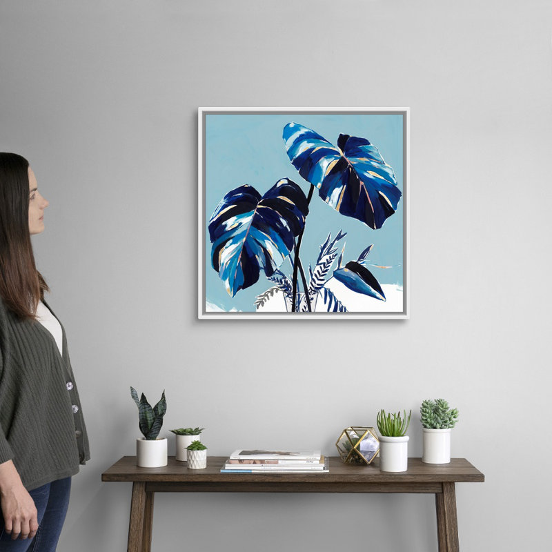 « Villa Palms II » par Isabelle Z, reproduction d’art sur toile, H 26 po x l 26 po x P 1,75 po, Cadre blanc