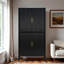 Armoire à vin cannelée moderne avec présentoir en verre, porte-verres à pied, tiroir, tablettes réglables et éclairage à DEL intégré-791013293