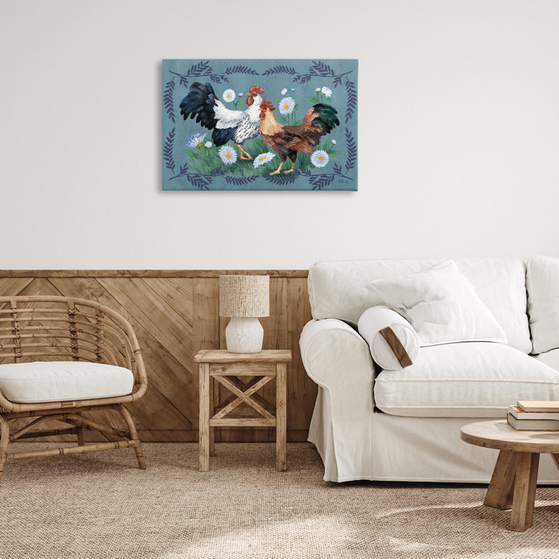 «Roosters with Fern Garniture» par Paul Brent, H 20 po x l 30 po