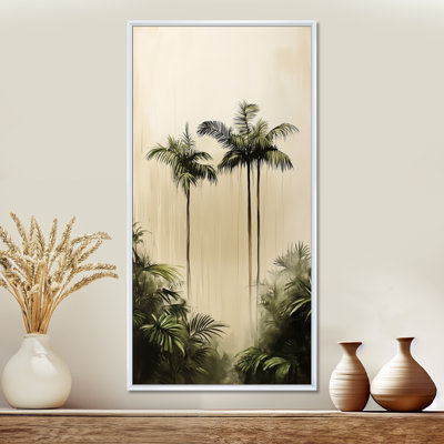 Palmier vert crème vert dans la forêt tropicale I - impression encadrée de palmier, décoration murale bord de mer