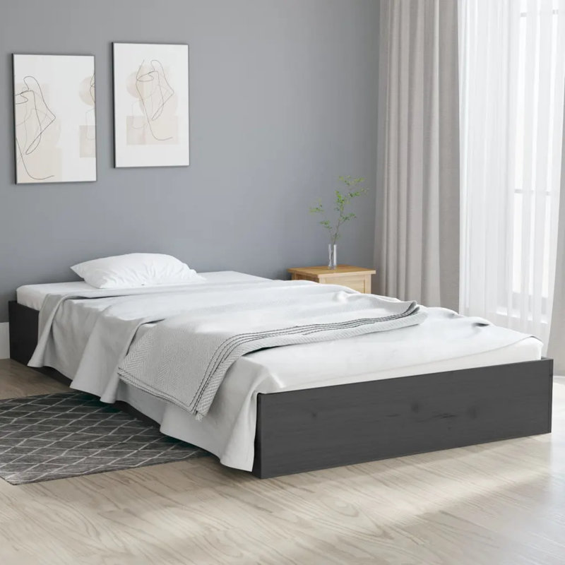 Bed Frame Solid Wood, white, European Single (90 x 200cm)