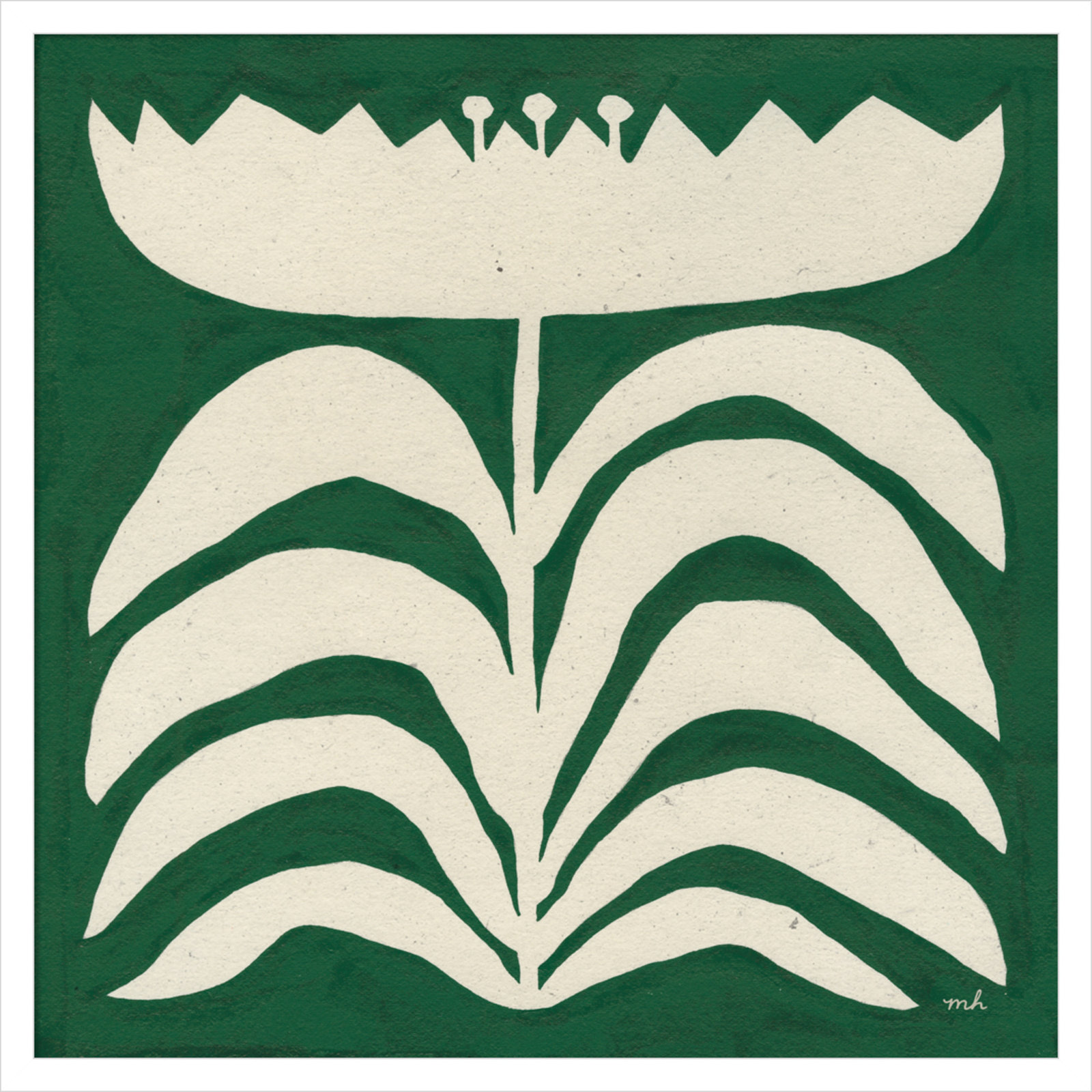 Delighted Floral II Emerald Print, 25" W x 25" H, White