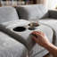 Canapé-lit convertible 3-en-1 en chenille, fauteuil inclinable réglable à 5 niveaux avec porte-gobelet et port USB, gris clair