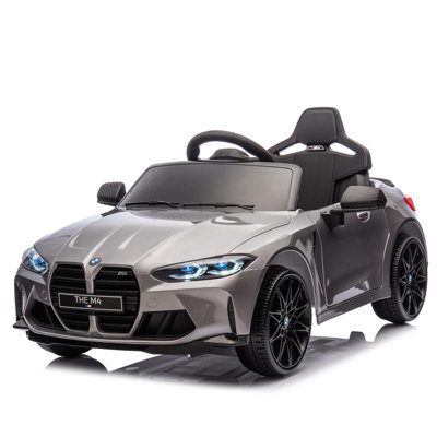 Voiture miniature M4 24V avec télécommande pour les parents, réglable à trois vitesses, affichage électrique, USB, MP3, Bluetooth, lumière DEL, histoire, poignée à roulettes et poignée, facile à transporter