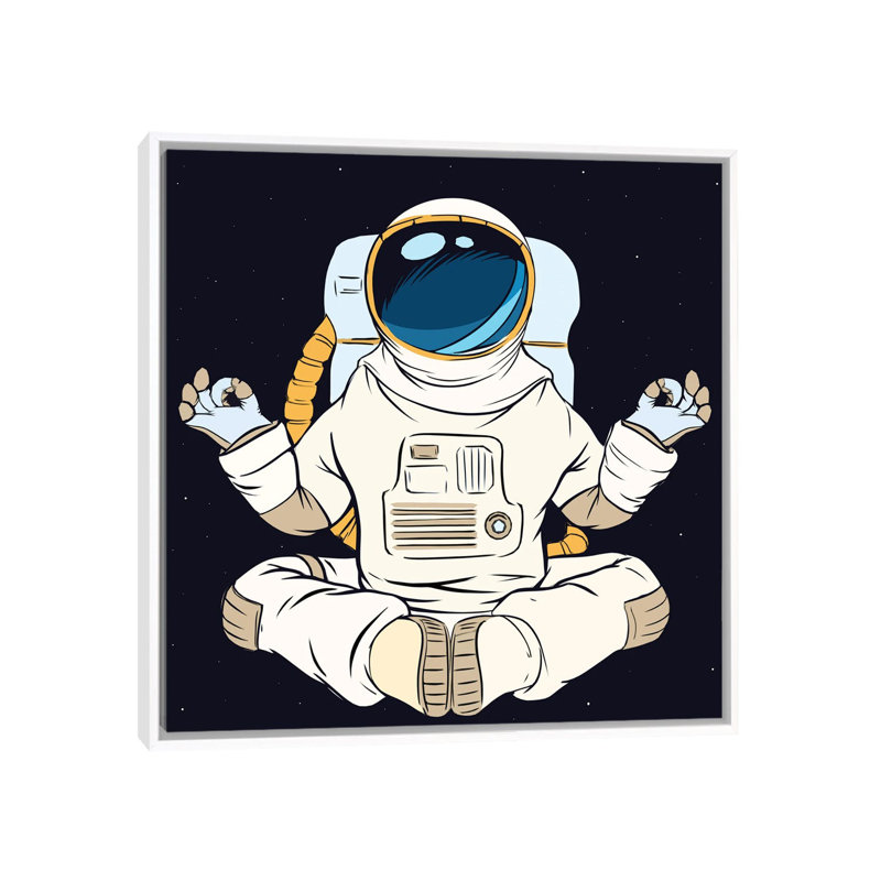 Astronaut And Meditation par - Toile tendue, H 12 po x l 12 po x P 1,5 po, Toile avec cadre blanc