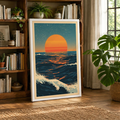 Sun Over Waves Coastal - Wrapped Canvas
