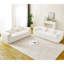 Canapé moderne sans os avec deux coussins décoratifs circulaires, tissu en polyester à poils longs texturé litchi doux pour la peau, canapé en mousse à carreaux