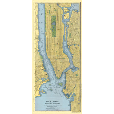 «Vintage Map of Manhattan», reproduction de cadre photo sur toile