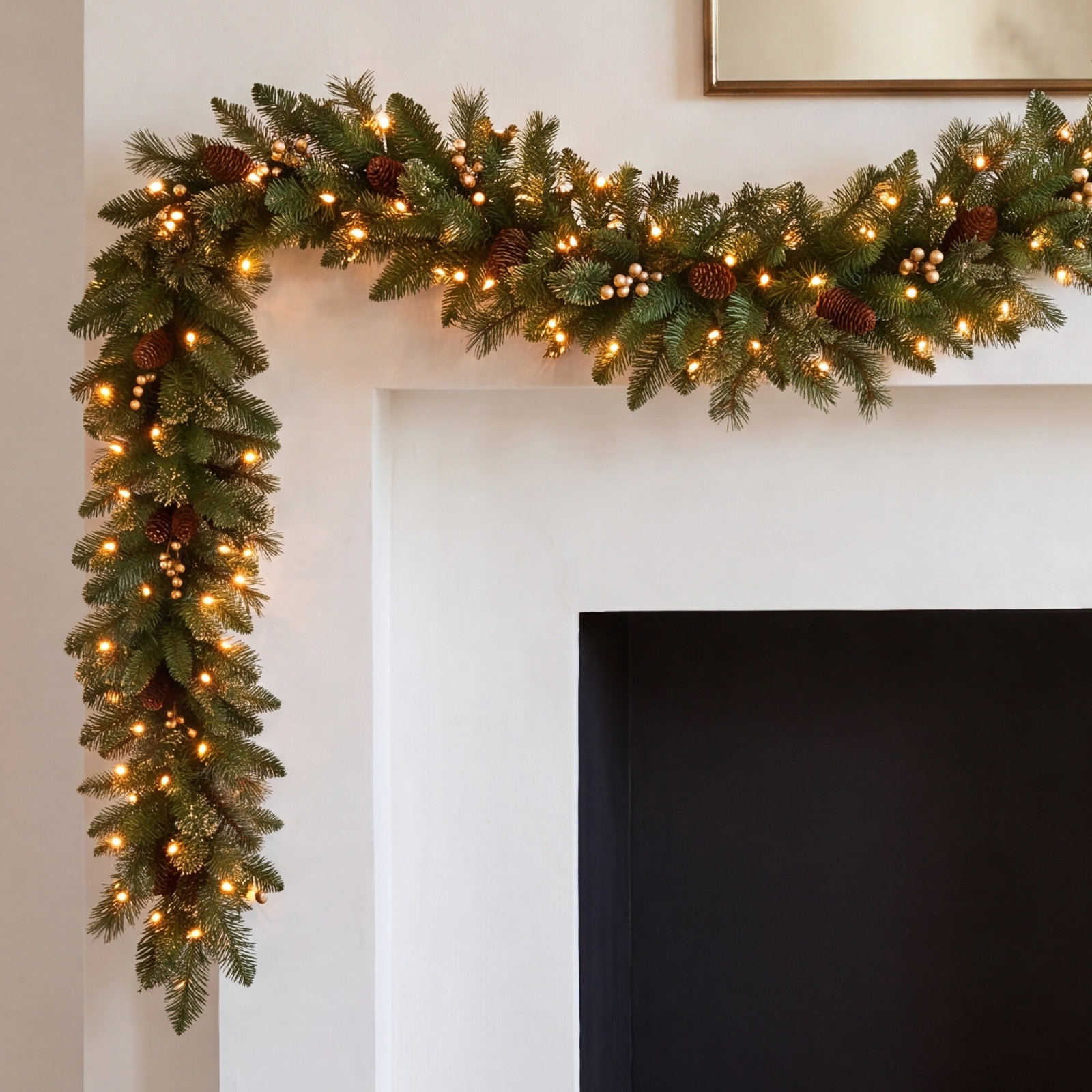 108" Pre-Lit Gold Pine Christmas Garland