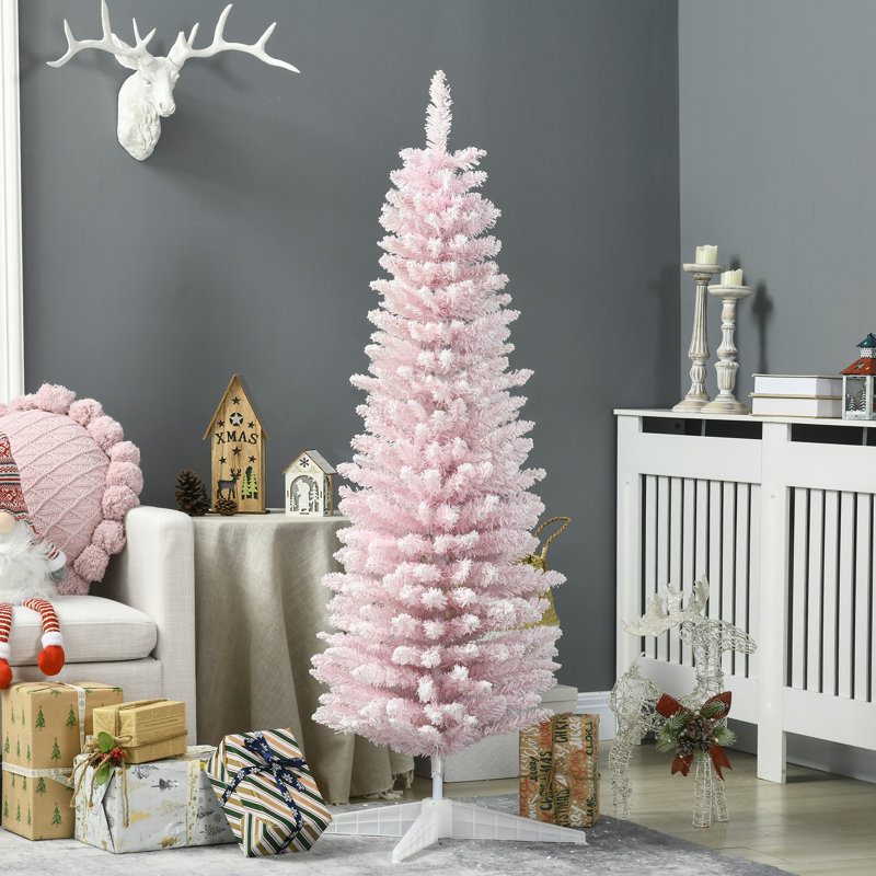 Arbre de Noël neige enneigé, 4.92', Rose
