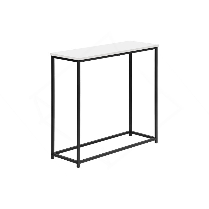 Accent Table Console Entryway Narrow Sofa Living Room Bedroom Metal Laminate, White, Black