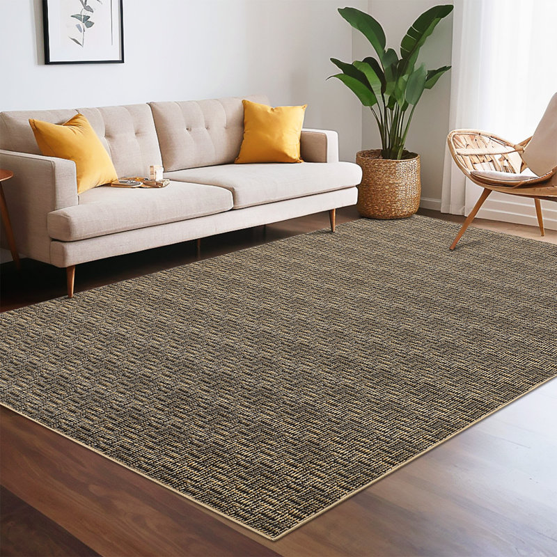 Washable Rug Imitation Braided Print Area Rug Non Slip Large Rug for Living Room Solid Printed Textured Rug Farmhouse Carpet Rug for Bedroom Dining Room