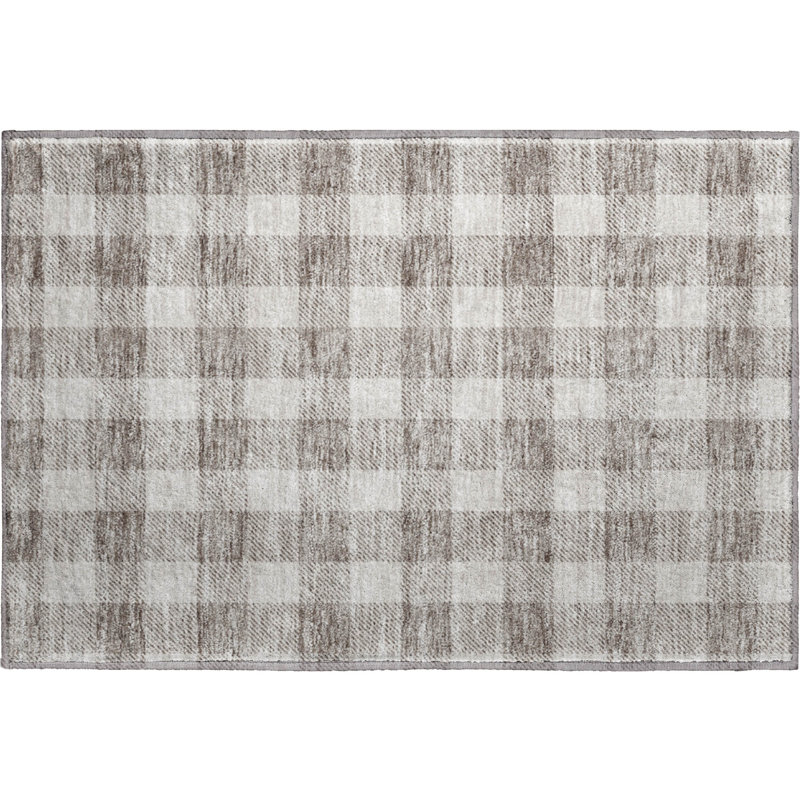 Premium Machine Washable Prisco Taupe Rug, Rectangle 1'8" x 2'6"