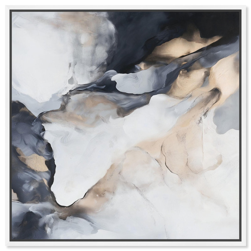 Blanure I Canvas Neutral Abstracts by Art Remedy, 21" H x 21" W x 1.8" D, White Floater Framed