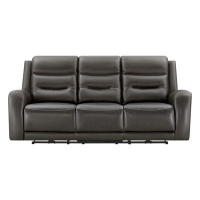 Top Grain Genuine Leather Upholstered Power Reclining Sofa