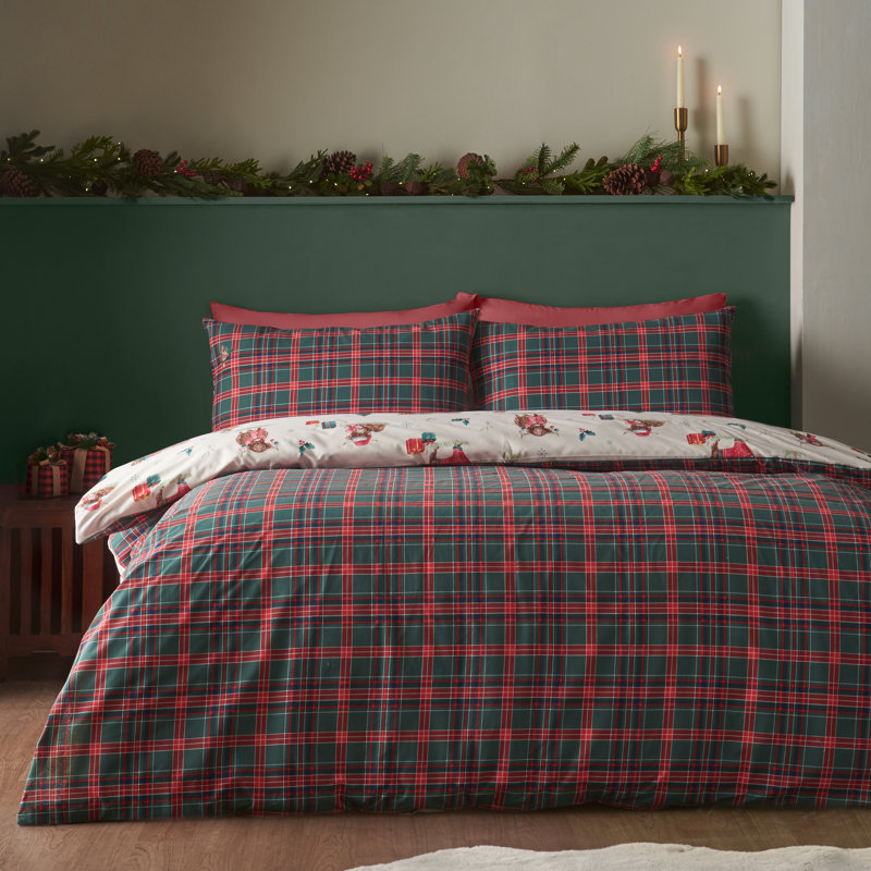 Christmas Highland Cow Reversible Duvet Cover Set, Double