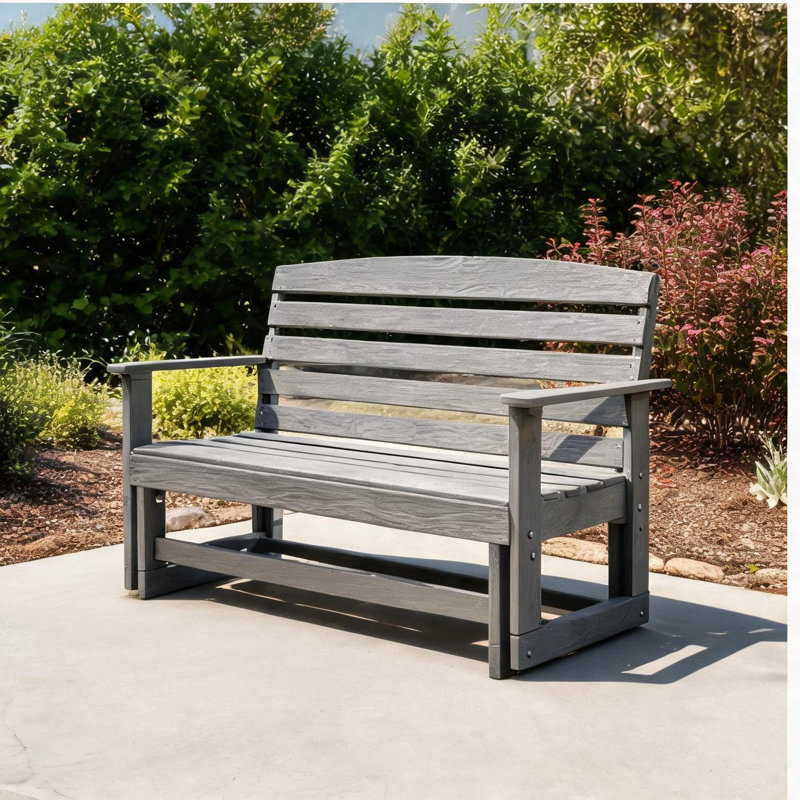 Chaises de patio grises avec accoudoirs de jardin et banc neutre en PEHD gris