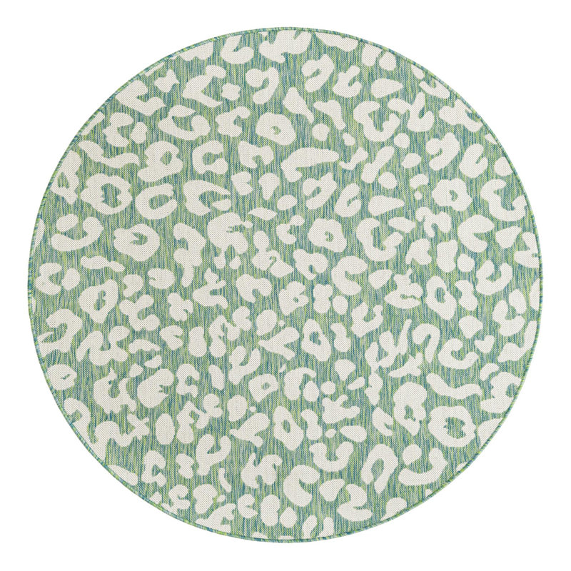 Tonquin Animal Print Machine Woven Polypropylene Indoor / Outdoor Area Rug in Blue/Gray, Round 5'3"