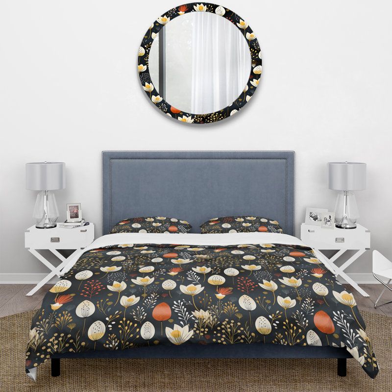 Ensemble de housse de couette à motif floral Artistic Essence, Housse de couette simple + 1 taie décorative stan