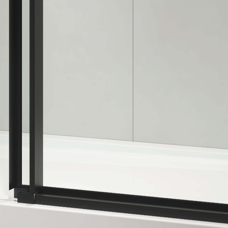 60" W X 76" H Sliding Frameless Shower Door In Matte Black With Clear Glass
