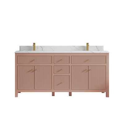 Sonoma 72 In. W X 22 In. D Double Sink Bathroom Vanity In Warm Terracotta With Quartz