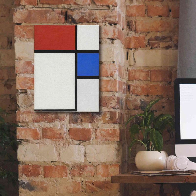 «Estere Composition No.II, with Red and Blue», 1929 sur toile par Piet Mondrian, H 16 po x l 12 po x P 0,75 po