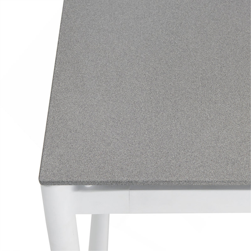 Table de salle à manger en aluminium et teck avec plateau en pierre