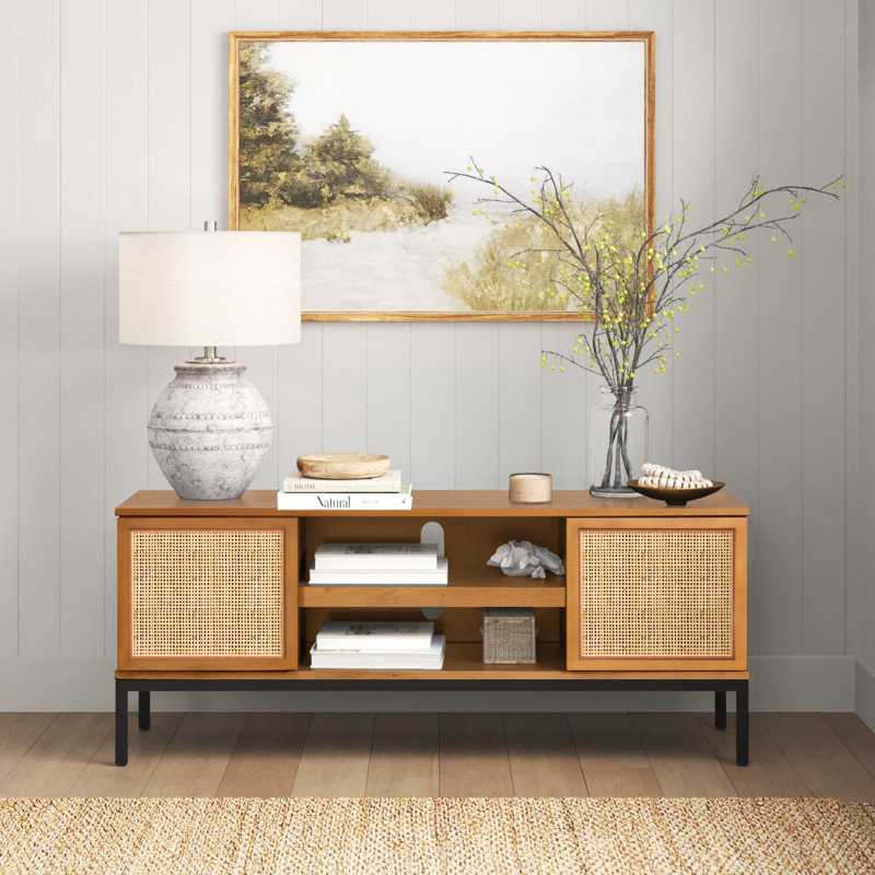 Prudhoe TV Stand for TVs up to 55", Natural/Black