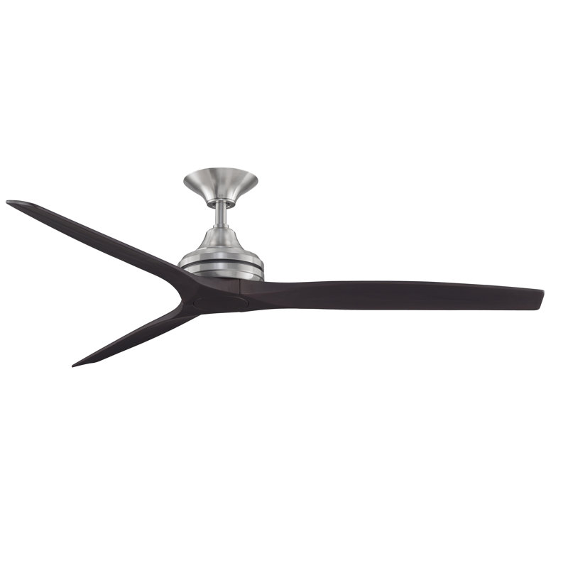 Spitfire 60 inch Indoor/Outdoor Ceiling Fan - Brushed Nickel with Walnut Blades, Dark Walnut, Brushed Nickel