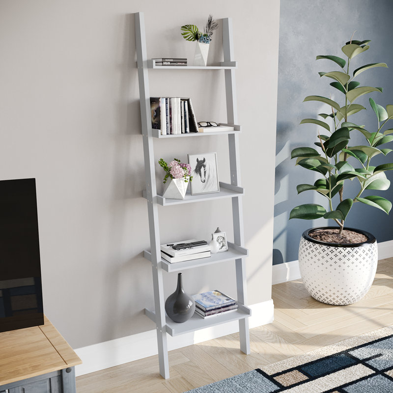 Ogilvie 56cm W Ladder Bookcase, 189cm H, Grey
