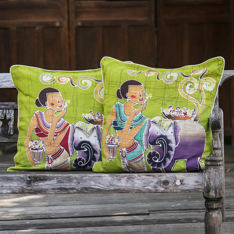 Flowery Day Batik Cotton Pillow Cover