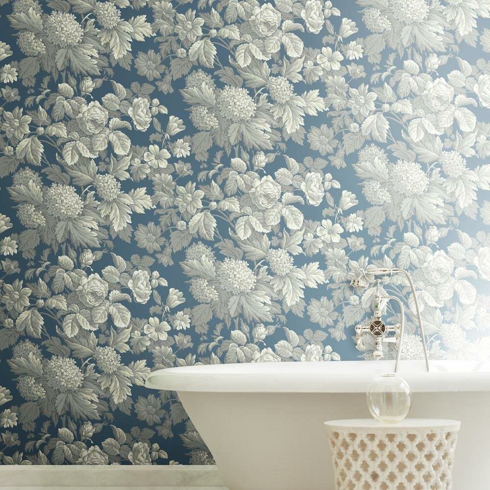 Crane Toile French Blue Wallpaper DT20200 by Dupont Wallpaper