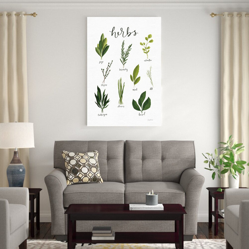 «Herbs I White» par Becky Thorns - impression sur toile tendue, H 48 po x l 32 po