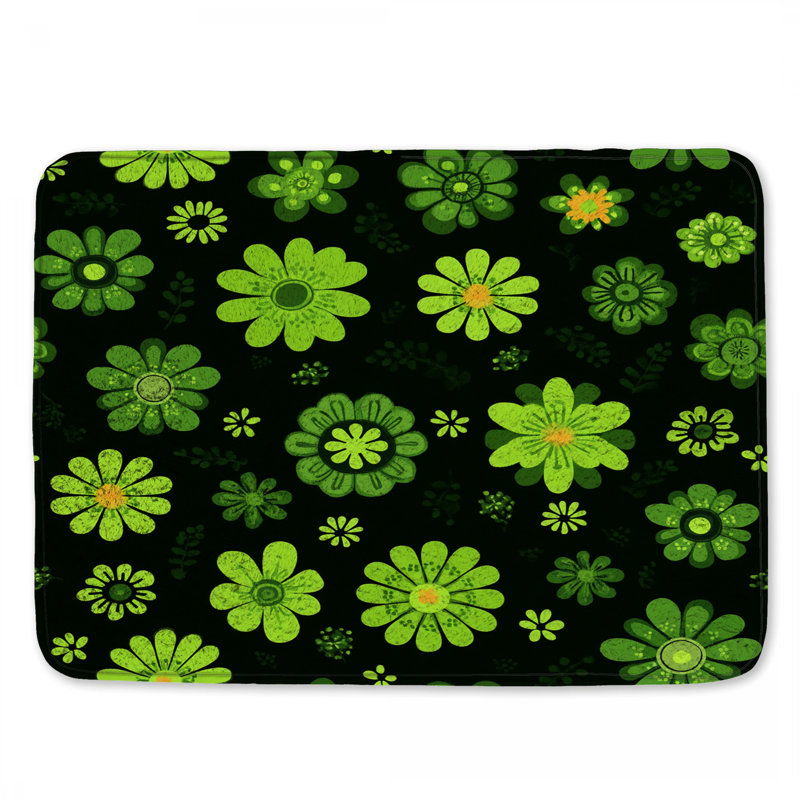 Floral Bath Mat Nature Bathroom Decor Bohemian Boho, Single - 21" L x 34" W, Green Floral 8