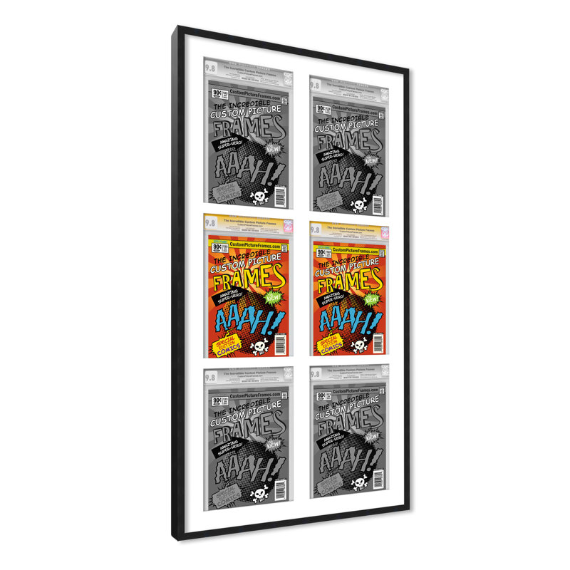 Wood Picture Frame with Mat, 8.125" x 13", 20.75" x 44.5", Black/White