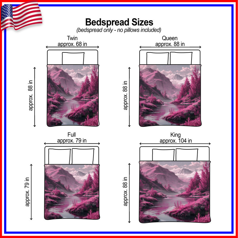 Couvre-lit matelassé Pink Mountain Landscape, King