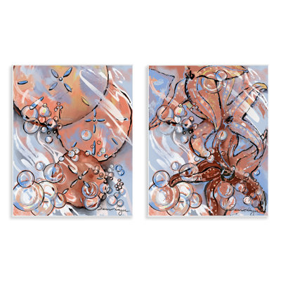 Ensemble de 2 plaques murales bulles et vie marine, design par Susan Lugar
