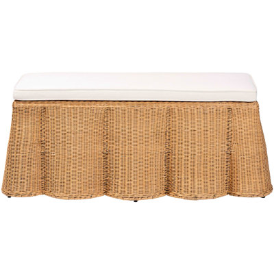 Naturel avec motif festonné ondulé, forme rectangulaire, siège amovible rembourré en tissu de couleur miel, profondeur 22,29 po, largeur 46,24 po, hauteur 18,53 po, bordure 28,32 lb, bordure, mousse