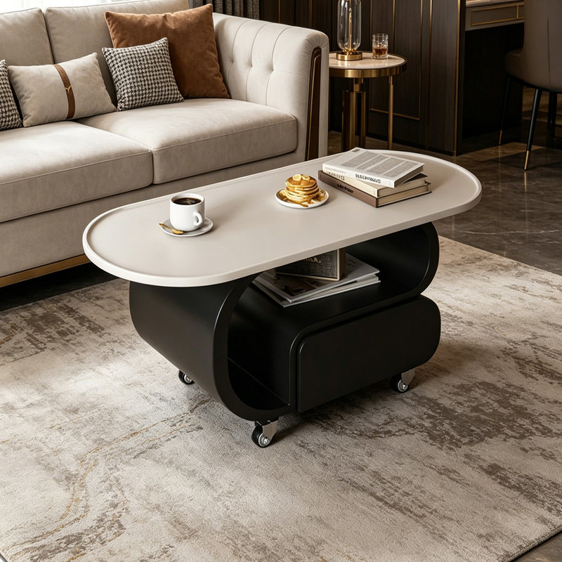 Table basse mobile Creativ, Blanc, Noir, H 19,68 po x L 39,37 po x l 19,68 po
