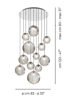 Puppet 12 - Light Pendant, Glossy Chrome, Smoky Transparent