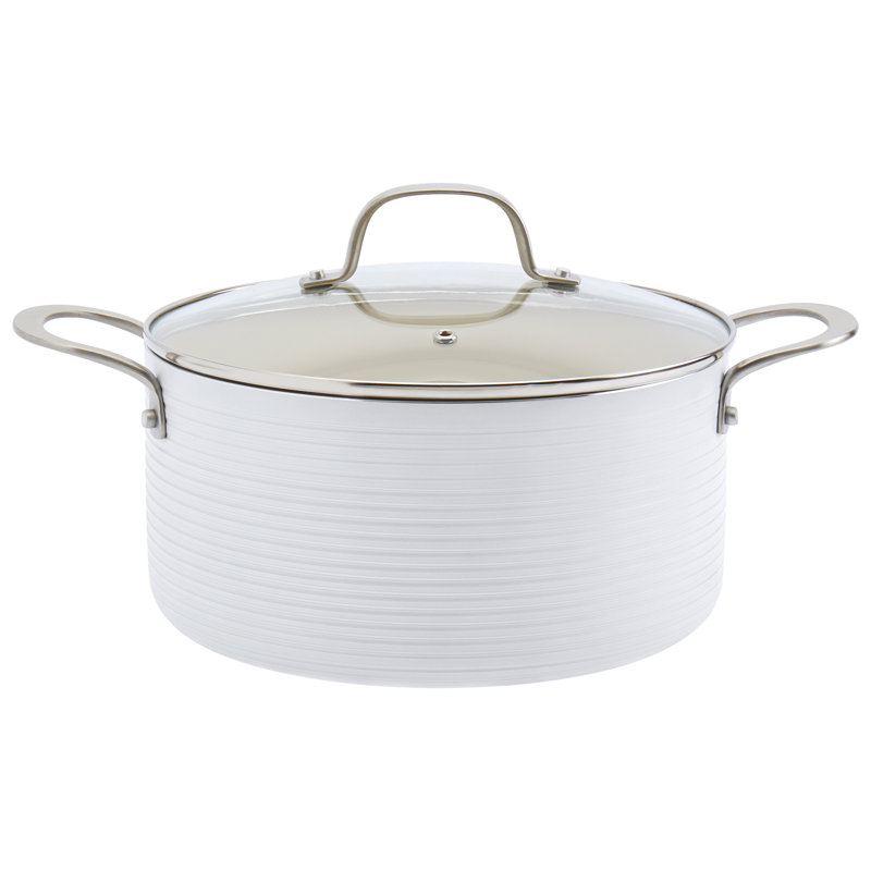10-Piece White Nonstick Aluminum Cookware Set with Ribbed Design