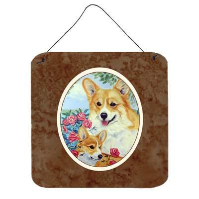 Décoration murale momma adore roses corgi