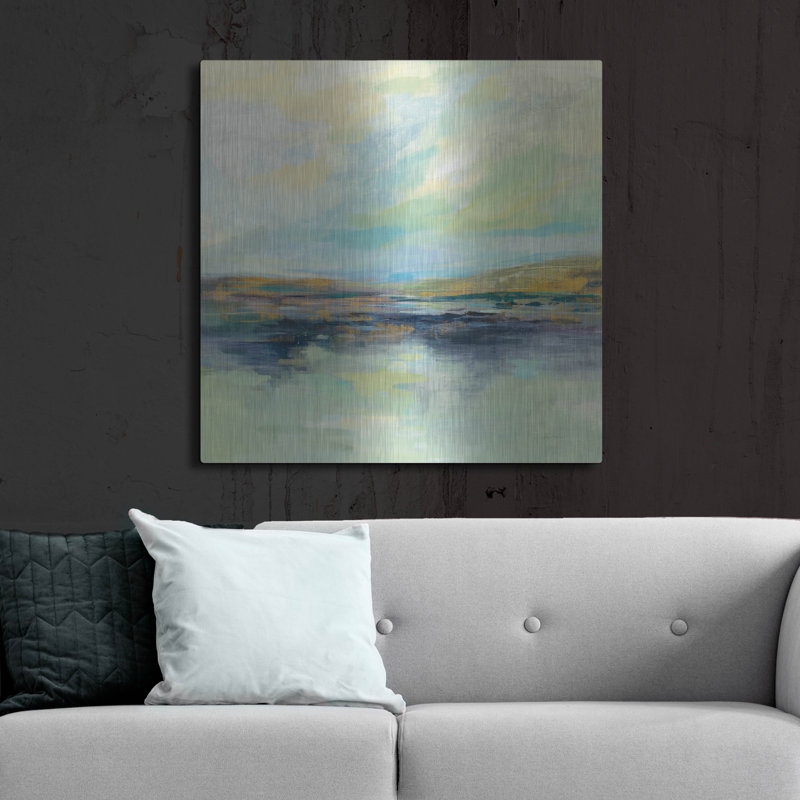 «Golden Fields» by the River »par Silvia Vassileva, art mural en métal, H 36 po x l 36 po