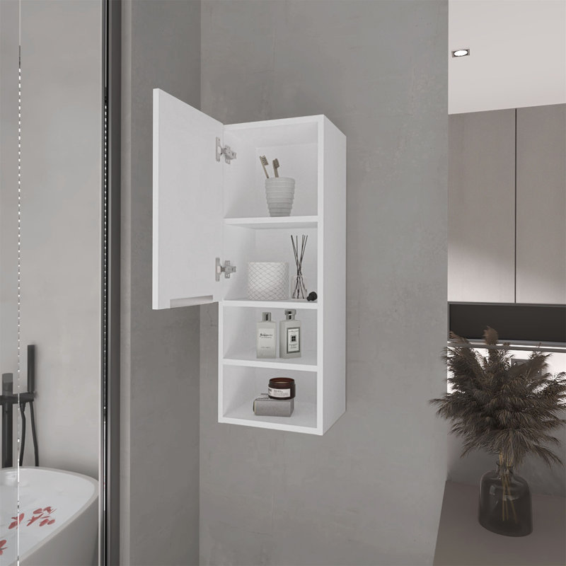 Armoire à pharmacie fonctionnelle et élégante avec beaucoup de rangement et tablettes ouvertes