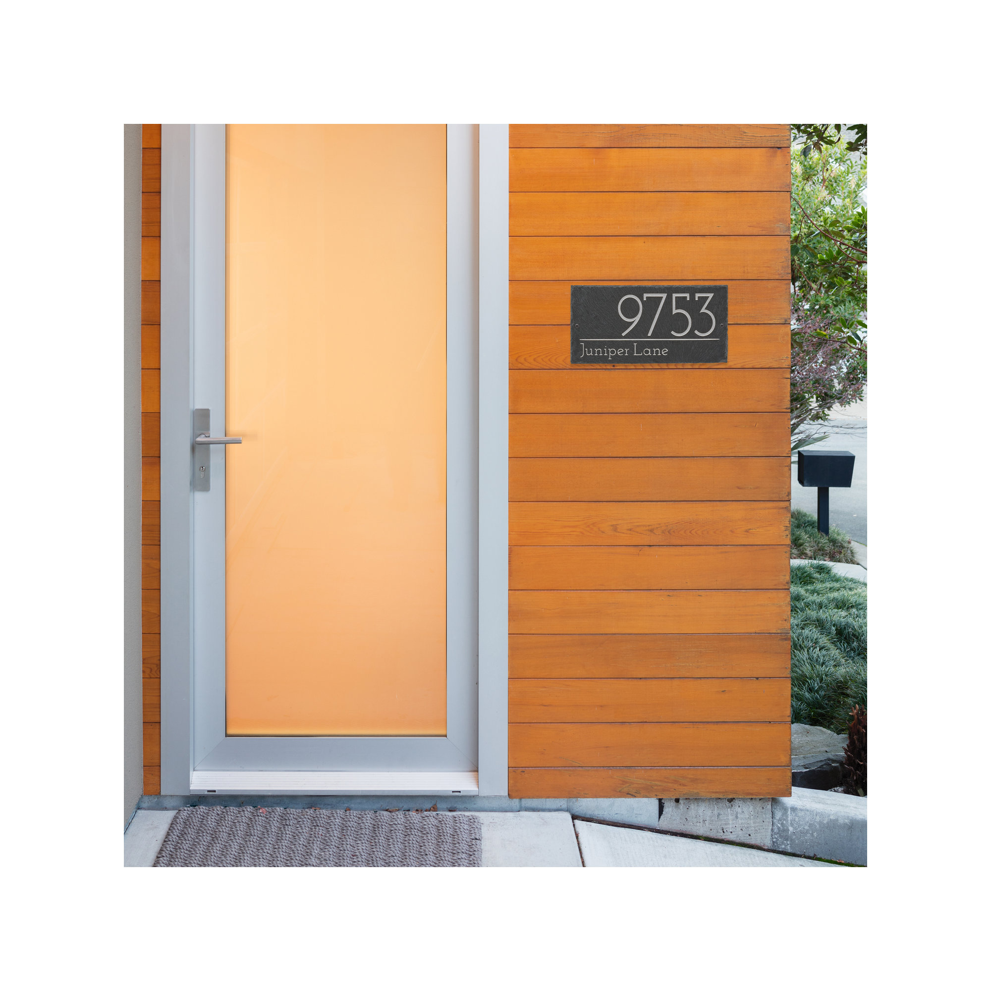 Leighton 2-Line Personalized Etched Wall Slate Sign, Silver, Yes