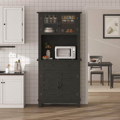 Armoire de bar 72 po de hauteur, armoire de bar avec support pour micro-ondes et armoire de 72 po de hauteur